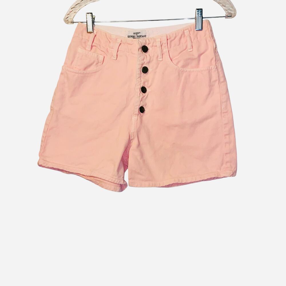 Vintage 80s Guess High Waist denim shorts pink